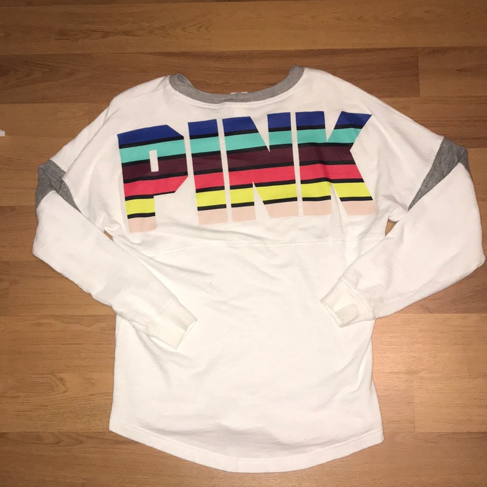 Pink White Crew Neck